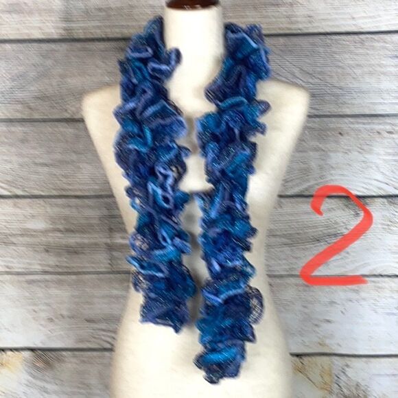 NEW Handmade knit ruffle scarf. - Picture 3 of 14